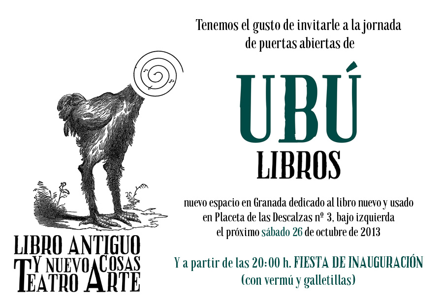 Invitacion a la apertura de la librería UBÚ